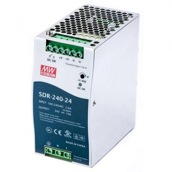 Alimentatore CNC Mean Well SDR-240-24 240W 24VCC 10A 115/230VCA con funzione PFC Alimentatore su guida DIN