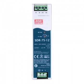 Alimentatore a commutazione Meanwell SDR-75-12 75,6 W 12 V CC 6,3 A 115/230 V CA Alimentatore su guida DIN