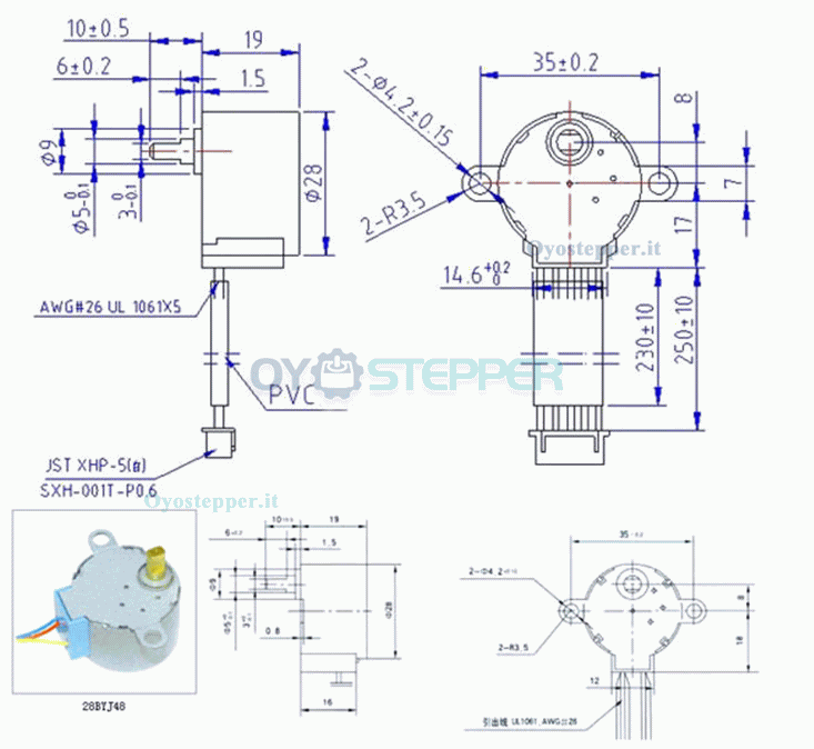 28BYJ-48 5V 4 fasi 5 fili DC 5V Motoriduttore passo-passo con riduzione mini motoriduttore DC